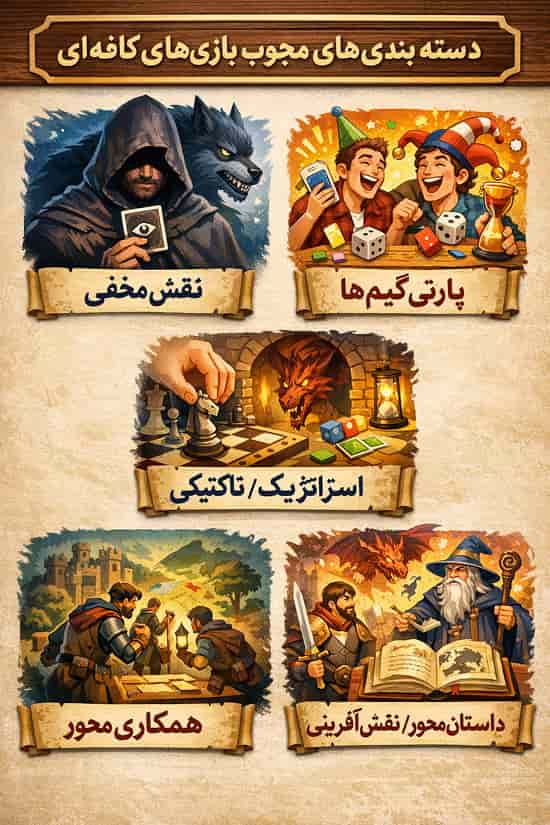 دسته بندی بازی های محبوب در کافه بازی